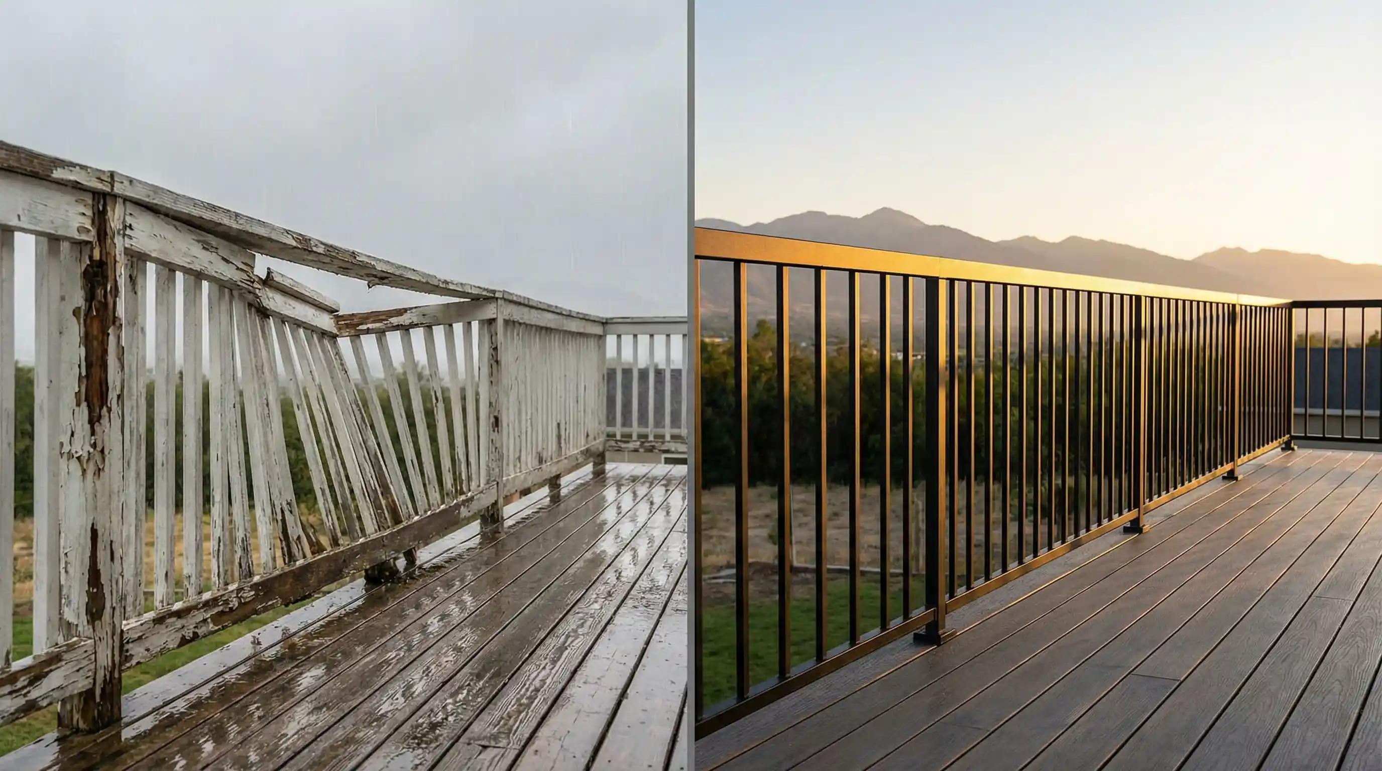 Custom steel deck railing vancouver replacing wood